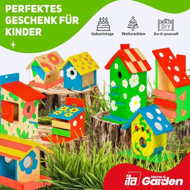 DIY годівничка для птахів: набір для збирання та розмальовки. Комплект включає молоток, цвяхи, фарби та інструкцію. Ідеально для дітей. Бренд Skylark