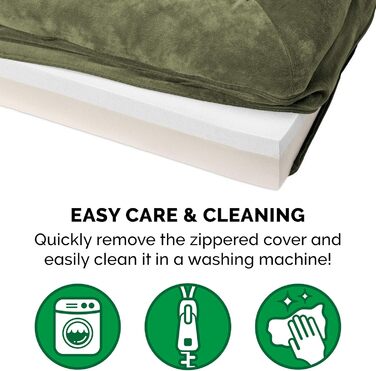 Ліжко для собаки Furhaven середнє з ортопедичним матрацом Memory Foam, штучне хутро і велюр, диван-стиль, знімний та праний чохол, темно-зелений