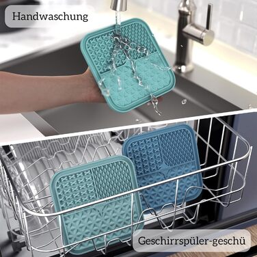 Лежанка-іграшка для собак OHMO Schleckmatte, 2 шт. (15x15 см) – для цуценят, котів, зняття тривоги, повільне годування, силікон (кораловий & вишневий)