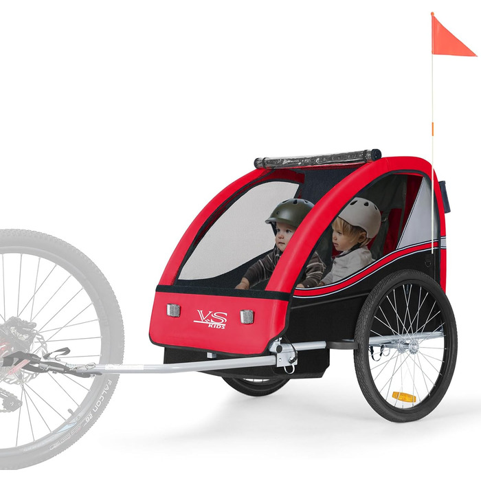 Дитячий причіп Tiggo VS 2-в-1: причіп для велосипеда та коляска-візок, червоний