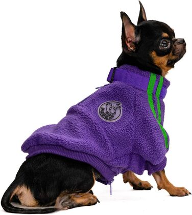 Флісова куртка для собак, тепла зимова куртка з блискавкою для маленьких цуценят, фіолетовий колір, розмір XS