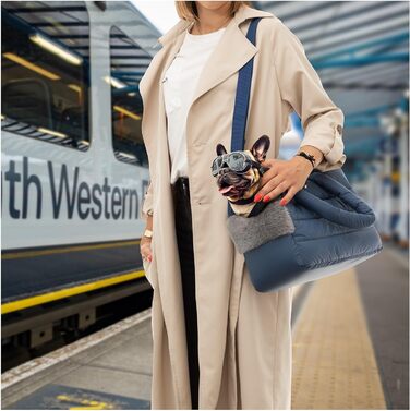 Транспортна сумка для собак та котів, розмір S (до 5 кг), темно-синій, 36 x 17 x 24 см