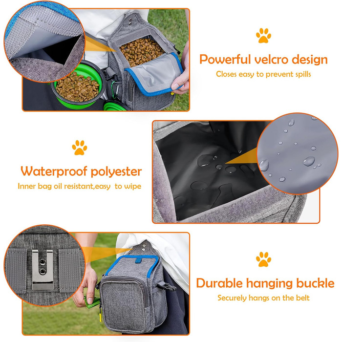 Сумка для ласощів для собак ALLSOPETS з інтегрованим диспенсером для відходів та декількома кишенями, біла