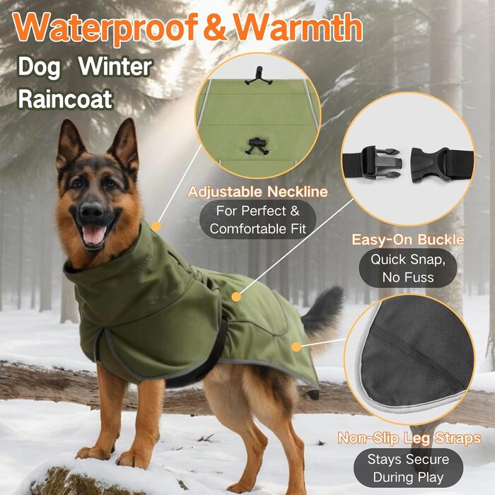 Водонепроникний дощовик для собак, регульована куртка для великих та середніх собак, дощовик з кліпсою, теплий водонепроникний костюм для Лабрадора, Хаскі (Чорний XXL)