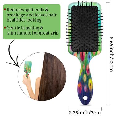 Щітка для волосся з акварельним малюнком собак, нейлонові щетинки, підходить для густого, кучерявого, тонкого, довгого, короткого, мокрого або сухого волосся, надає блиск та забезпечує безпеку для волосся, (Акварельний абстрактний квітковий візерунок)