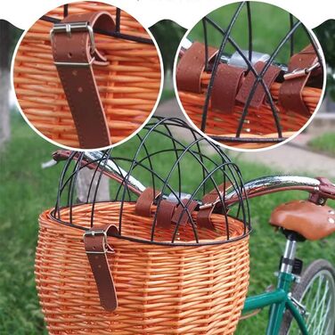 Корзина для собак на велосипед з металевим покриттям, плетені корзинки для тварин, корзина для велосипеда з лози для маленьких собак, котів та інших домашніх тварин