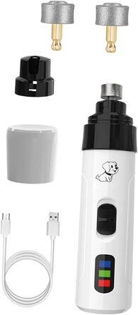 Електричний триммер для когтів собак та котів Fenteer - тиха робота, 2 швидкості, 3 насадки, професійний