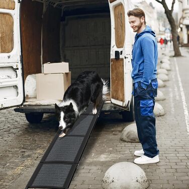 Рампа для собак у автомобіль Aufun, 157x44 см, складна, з антиковзким покриттям, для великих та середніх собак до 110 кг