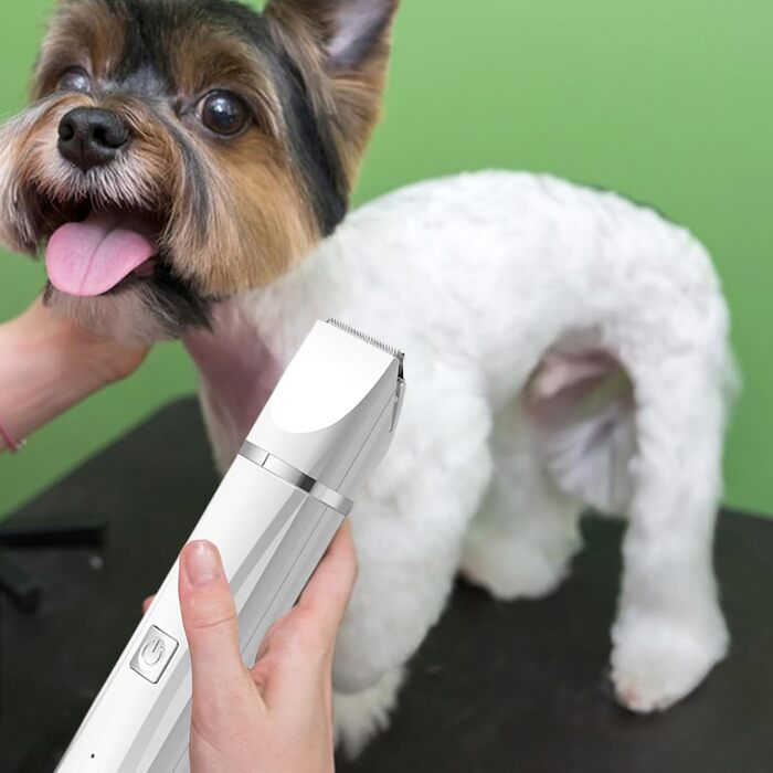 Професійна машинка для стрижки собак, бездротова, акумуляторна, для маленьких собак, тиха, для котів, вух, обличчя та задньої частини тіла, біла