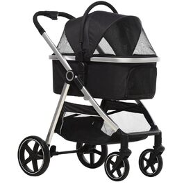 PawHut: Візок для собак та котів 3-в-1 (візок, автокрісло, сумка), чорний, до 15 кг