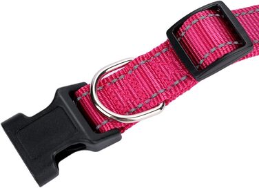 Нашийник для собак Türki (XL, Рожевий) з нейлону, з гравіюванням, світловідбиваючий, для великих, середніх та малих собак