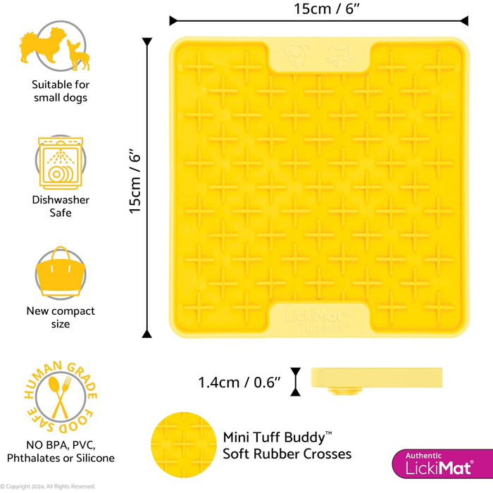 Килимок для собак LICKIMAT Mini Tuff: повільне годування, зменшення нудьги та тривоги, рожевий (жовтий, Buddy)