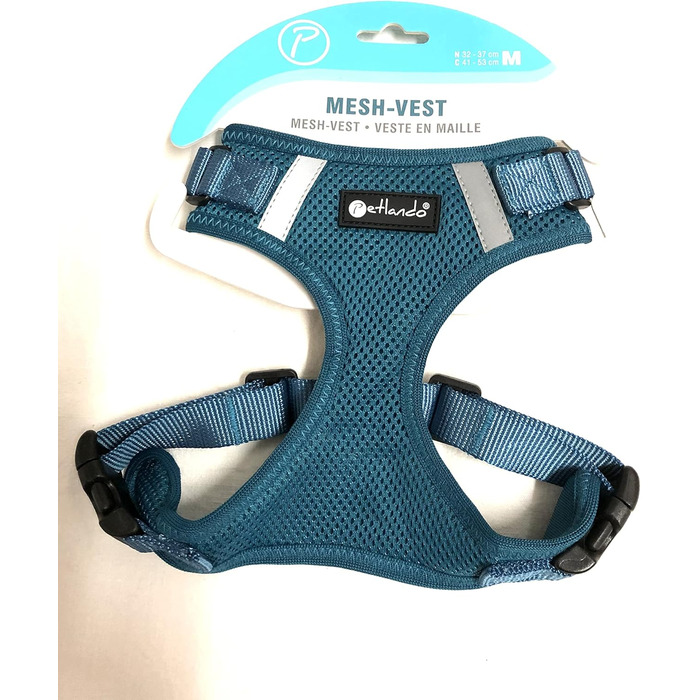 Шлейка для собак Petlando Brustgeschirr Mesh Vest Petrol M, розмір M (обхват шиї 32-37 см, обхват грудей 41-53 см)