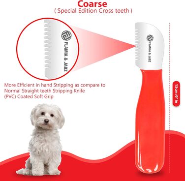 Набір професійних інструментів для грумінгу собак FLAMIA & JABZ (5 шт.) з крестоподібними зубцями, для правшів