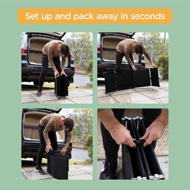 Рампа для собак Hakuna Pets Deluxe з алюмінію - портативна складна рамка для автомобілів, SUV та ліжок - неслизька поверхня для великих та маленьких собак - підтримує до 68 кг - легка та міцна