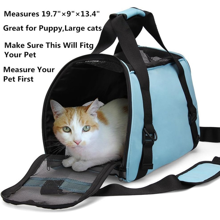 Зручна переноска для собак, котів та цуценят Dotala, складна, схвалена авіаперевізниками, блакитна, розмір S (40x20x30 см)