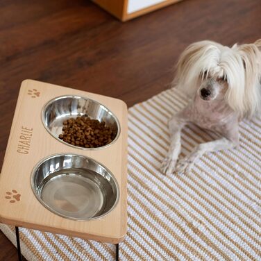 LAUBLUST: Годівниця для собак з іменем, об'єм 0,75 л, піднята годівниця, аксесуари для собак, підставка під миску, годівниця для котів, 41,5 x 25 x 18 см