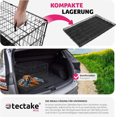 Клітка для собак Tectake®: стабільний, розкладний бокс для собак та цуценят, 78 x 48 x 52,5 см