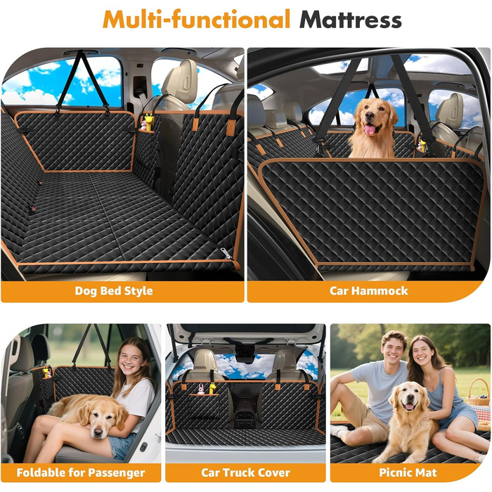 Автомобільний чохол на сидіння для собак, великих порід, чорний. Захист заднього сидіння, підходить для SUV, позашляховиків та вантажівок