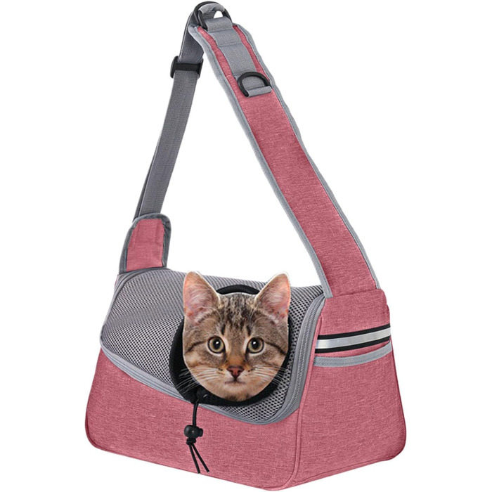 Сумка-переноска для собак і котів, рожева, 36x21 см, з відділенням для речей