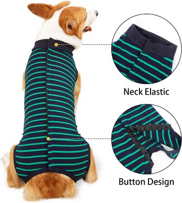 Комбінезон для собак, дихаючий, для захисту післяопераційних ран, альтернатива конусу, без шнура, післяопераційний (XXL, 1 шт., зелений)