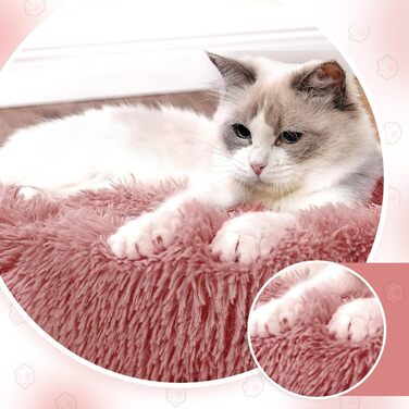 М'яке ліжко для собак та котів, корзина для собак, миється, подушка для собак 70 см, кругла корзинка для собак з плюшу, ліжко для собак та котів, для маленьких, середніх та великих собак, (Д 50 x Ш 50 x В 20 см, Рожевий)