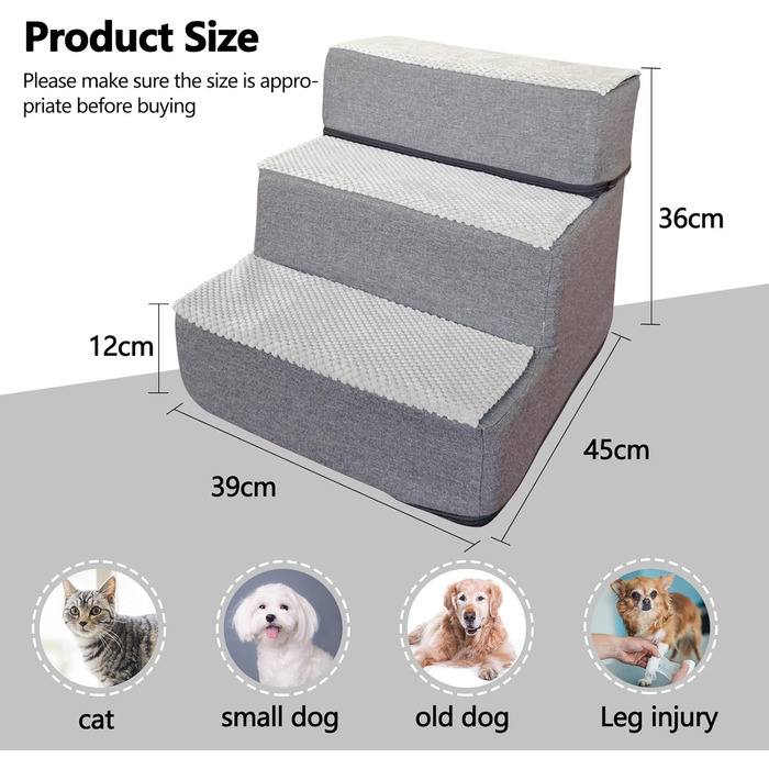 Сходинки для собак та котів Galatée: зручні та безпечні сходи для дому (3 сходинки)