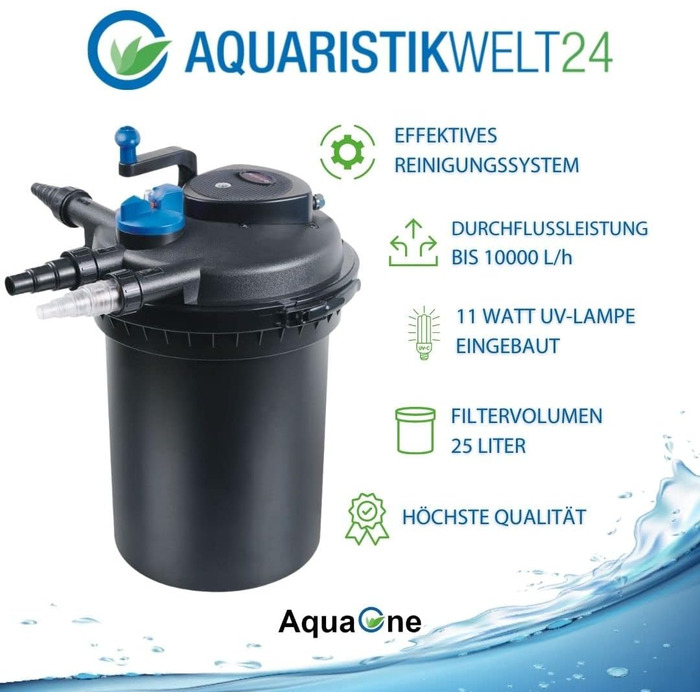 Фільтр для ставка AquaOne CPF-10000, біофільтр з УФ-стерилізатором 11 Вт, для ставків до 12 000 л, очищення води від водоростей