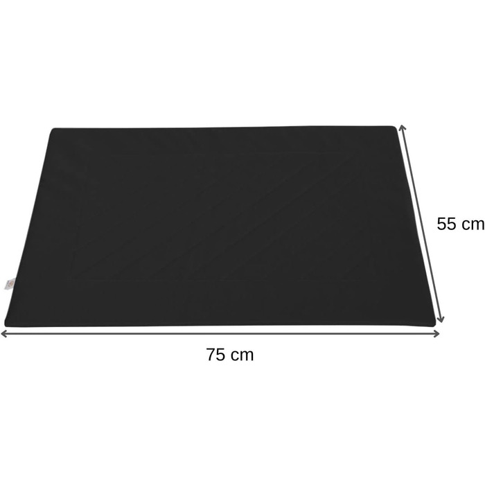 Килимок для собак BARRY & LUCY: лежанка, килимок в авто, килимок для годування. Легкий догляд, водонепроникний, штучна шкіра (55x75/75x55, чорний)