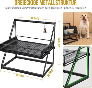 Підставка для мисок для собак OneTigris, регульована висота 28 см, анти-розливання, з дзвіночком, для середніх та великих собак