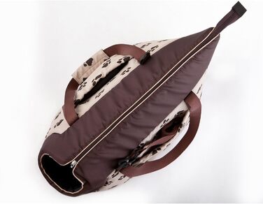 Транспортна сумка для собак та котів, переноска, сумка-переноска для тварин, 30x50 см, бежева з принтом лапок (R3)