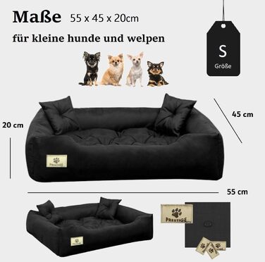 Ортопедичне собаче ліжко King Dog для середніх собак, чорного кольору, розмір S (55 x 45 см), водонепроникне, з силіконовою начинкою, миється