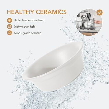 Набір керамічних мисок для собак Havniva (16 см) - 2 шт. (корм та вода), для маленьких та середніх порід, широка горловина, з заокругленим краєм, матово-білий колір