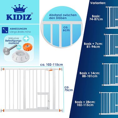 Захист для воріт KIDIZ®: сітка-захист для дітей, собак та котів, без свердління, розширювана, похила, оранжева (102-115 см)