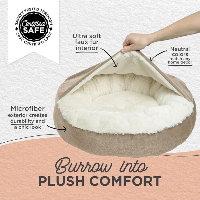 Ліжко для кота та собаки Cozy Cuddler Ilan від Sheri, з кріпленням ковдри, блакитне, 61 x 61 см