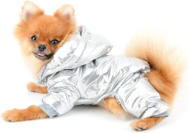 PAIDEFUL Зимовий теплий пуховик для собак - куртка з капюшоном для маленьких собак, чихуахуа, котів. Сріблястий колір, водонепроникний, для холодної погоди. Розміри S-XXL