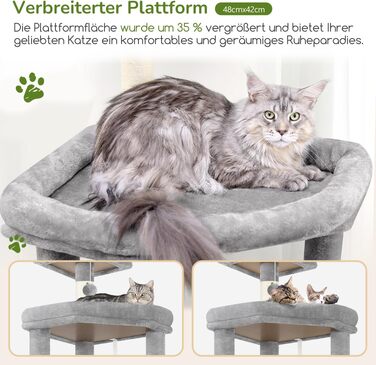 Комплекс для котів Globlazer Kratzbaum 165 см, великий, сірий: будиночок, платформа, лежак, стовпчики для дряпання