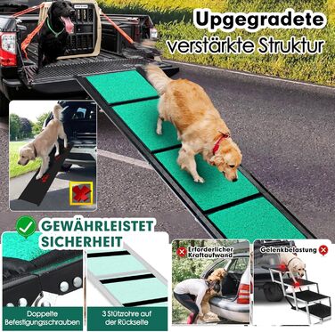 Рампа для собак у машину, складана, 180 см, антиковзаюча поверхня, для великих собак (до 100 кг), SUV та позашляховиків