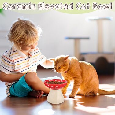 Підвищений годівниця для котів Teenyyou з кераміки, 2 шт. - для котів з вусами, широка миска для корму та води