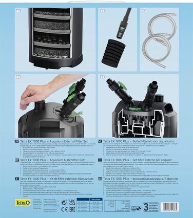 Зовнішній фільтр для акваріума Tetra EX 1000 Plus, до 300 л, потужний очищувач води для кришталево чистої води, внутрішнє використання