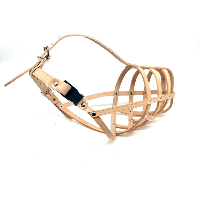 Шкіряна нашоломка для Бультер'єрів та собак з короткою мордою L&J Pets (BT0, Natural)