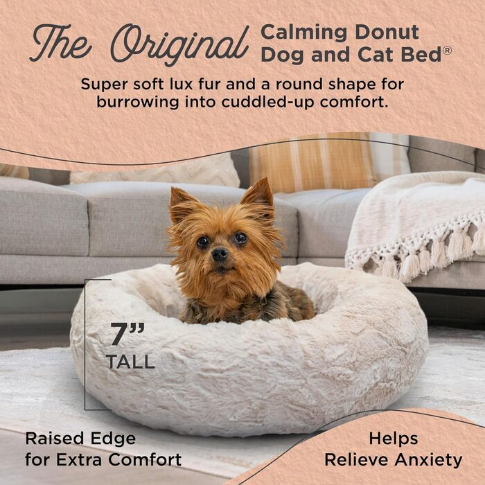 Ліжко для собак і котів Best Friends by Sheri Calming Donut XS, плюшеве, 45,7x45,7 см