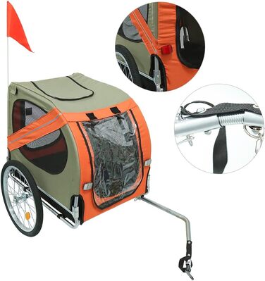 Причіп для собак до велосипеда, 2-в-1: причіп та візок для собак, складаний, для собак до 40 кг, 137x73x90 см (оранжевий)