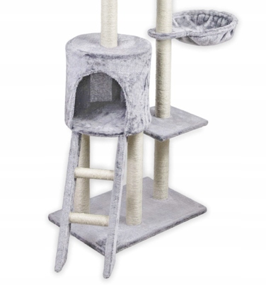 Когтеточка-вежа для котів Pet HOBBY, сіра, 101-160 см, 5 рівнів, сизаль