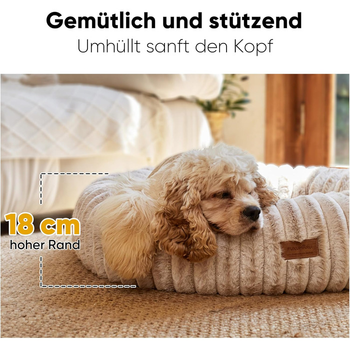 Ортопедичне ліжко для собак та котів FUKUMARU, 76x76x18 см, знімний чохол, сучасний дизайн з градієнтом