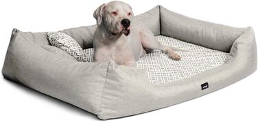 Ортопедичне ліжко для собак Tierlando® Ellen з матрацом з піною з ефектом пам'яті та текстурованою облямівкою. Розмір: 90x75 см, колір: кремовий. Підходить для собак великих та малих порід.