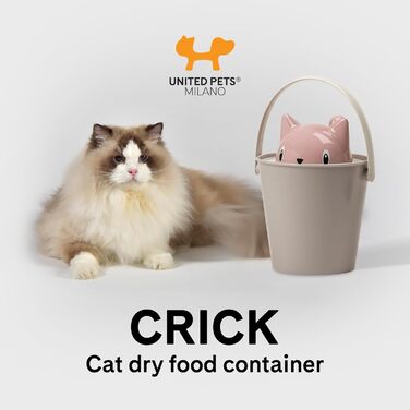 Контейнер для котячого корму United Pets Crick, рожево-сірий, з лопаткою, дизайнер Стефано Джованноні, зроблено в Італії