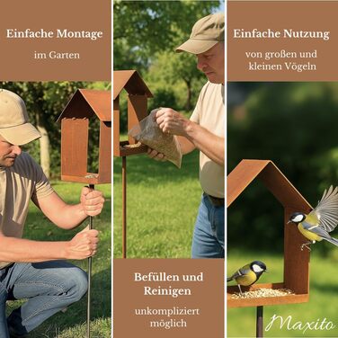 Пташник Maxito на стійкій підставці, 120 см, з металу, для саду, стійкий до погодних умов, декор для саду