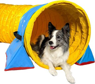 Тренажер для аджиліті Calliway® для собак, тунель, діаметр 60 см, 360°, повне зчеплення, жовтий, 3 м