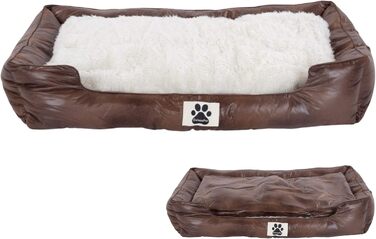 Ліжко для собак DeluxePet 'Schlummer' 100x70 з штучної шкіри, 2в1 з поворотним матрацом, для великих собак, коричневе